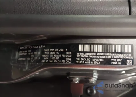 2021 Jeep Renegade Limited 4X4 z USA, uszkodzony, nr VIN ZACNJDD11MPM57443